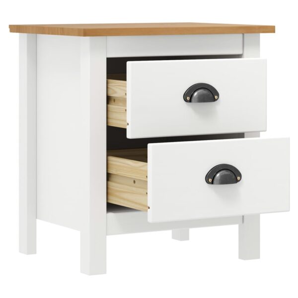 vidaXL Bedside Cabinet Hill White 18.1"x13.8"x19.5" Solid Pine Wood - Image 3