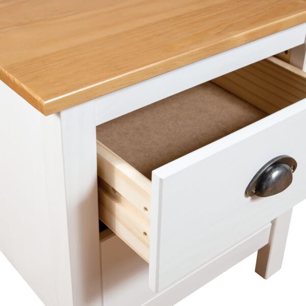 vidaXL Bedside Cabinet Hill White 18.1"x13.8"x19.5" Solid Pine Wood - Image 5