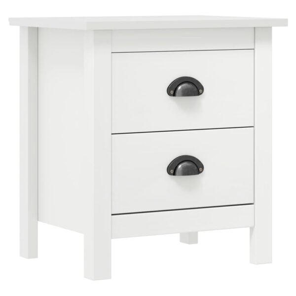 vidaXL Bedside Cabinet Hill 2 pcs White 18.1"x13.8"x19.5" Solid Pine Wood - Image 2