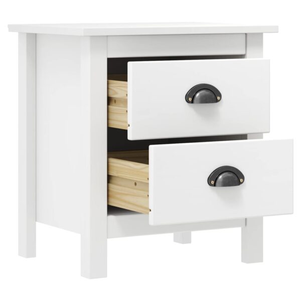 vidaXL Bedside Cabinet Hill 2 pcs White 18.1"x13.8"x19.5" Solid Pine Wood - Image 4