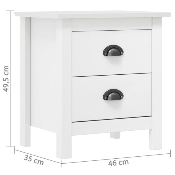 vidaXL Bedside Cabinet Hill 2 pcs White 18.1"x13.8"x19.5" Solid Pine Wood - Image 8