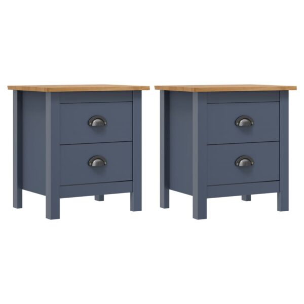 vidaXL Bedside Cabinets Hill 2pcs Gray 18.1"x13.8"x19.5" Pine Wood