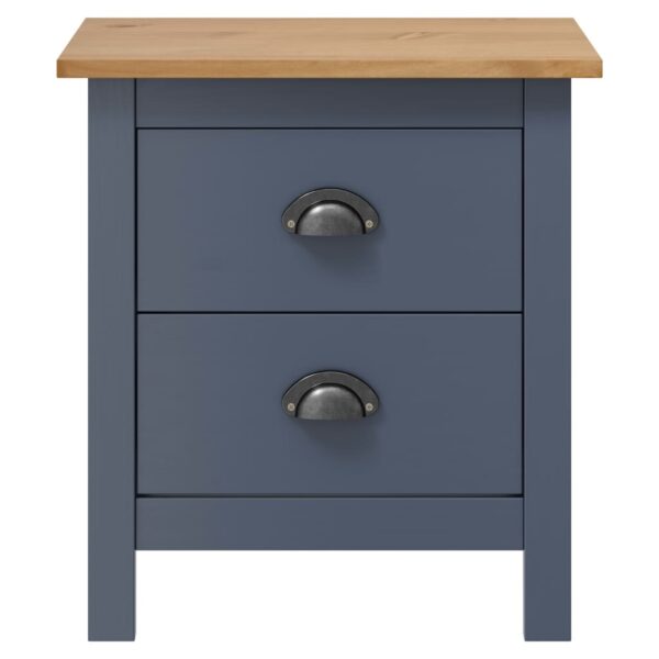 vidaXL Bedside Cabinets Hill 2pcs Gray 18.1"x13.8"x19.5" Pine Wood - Image 3