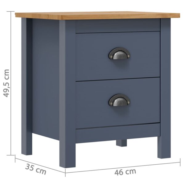 vidaXL Bedside Cabinets Hill 2pcs Gray 18.1"x13.8"x19.5" Pine Wood - Image 5