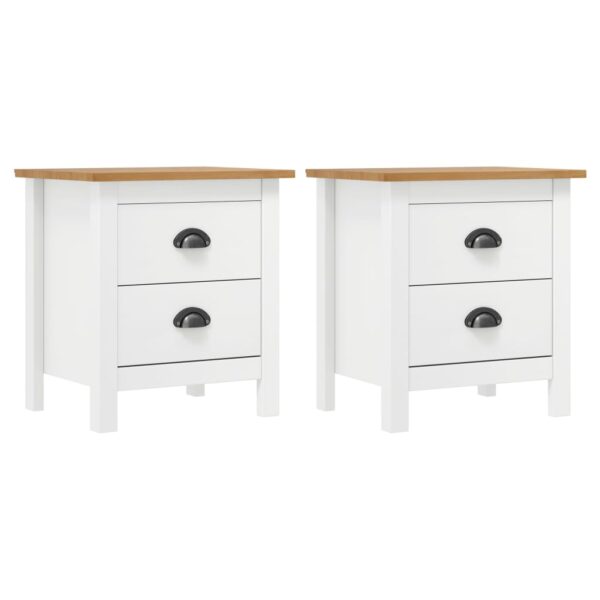 vidaXL Bedside Cabinet Hill 2 pcs White 18.1"x13.8"x19.5" Solid Pine Wood