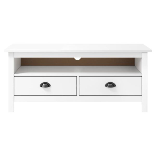 vidaXL TV Stand Hill White 43.3"x15.7"x18.5" Solid Pine Wood - Image 2