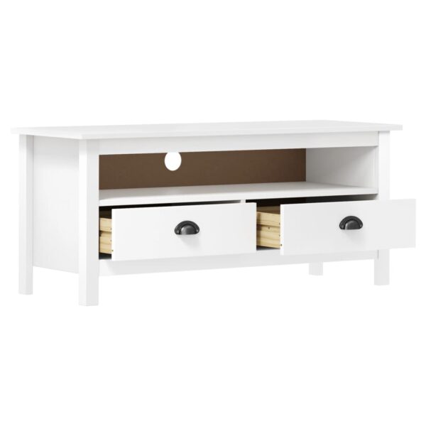 vidaXL TV Stand Hill White 43.3"x15.7"x18.5" Solid Pine Wood - Image 3