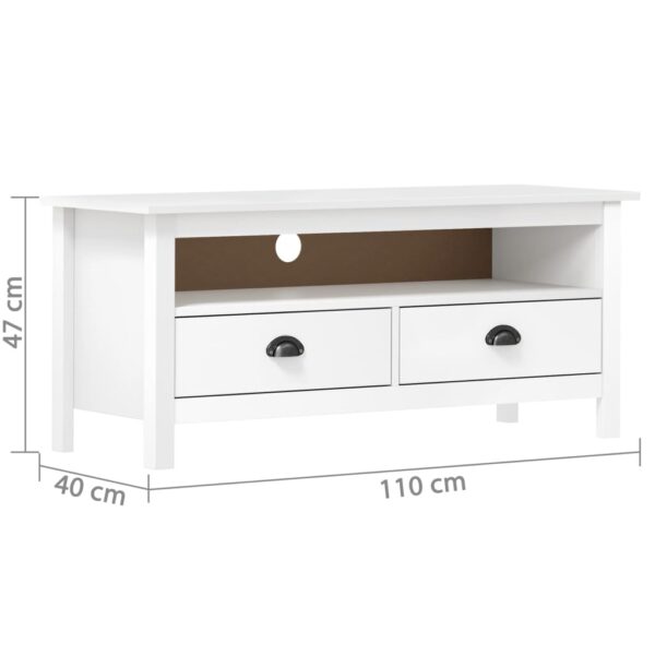 vidaXL TV Stand Hill White 43.3"x15.7"x18.5" Solid Pine Wood - Image 4