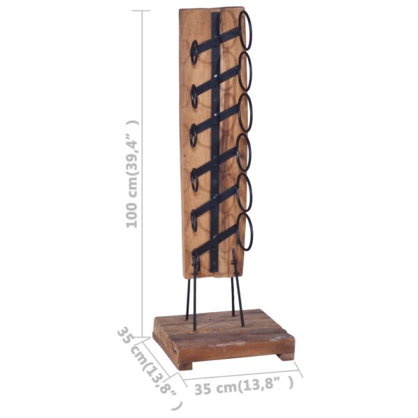 vidaXL Wine Rack for 6 Bottles 13.8"x13.8"x39.4" Solid Teak Wood - Image 6