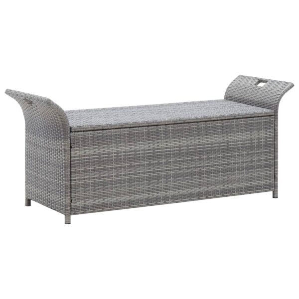 vidaXL Storage Bench with Cushion Gray 54.3" Poly Rattan - Image 2