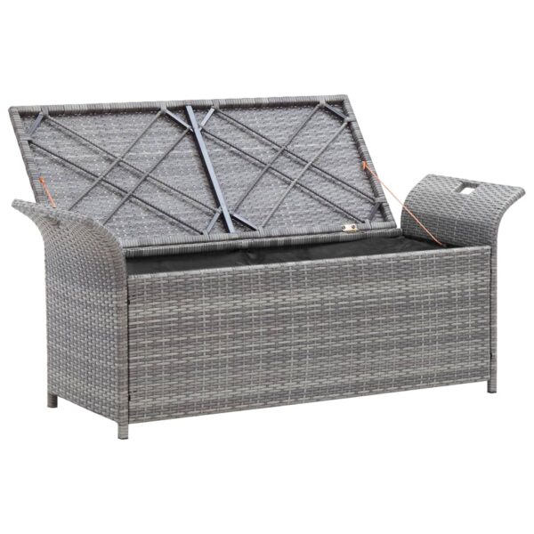 vidaXL Storage Bench with Cushion Gray 54.3" Poly Rattan - Image 3