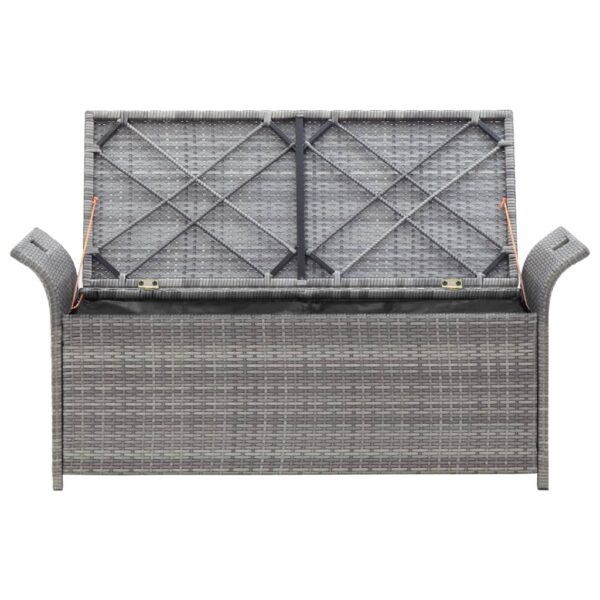 vidaXL Storage Bench with Cushion Gray 54.3" Poly Rattan - Image 4