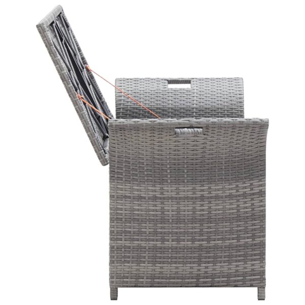 vidaXL Storage Bench with Cushion Gray 54.3" Poly Rattan - Image 5