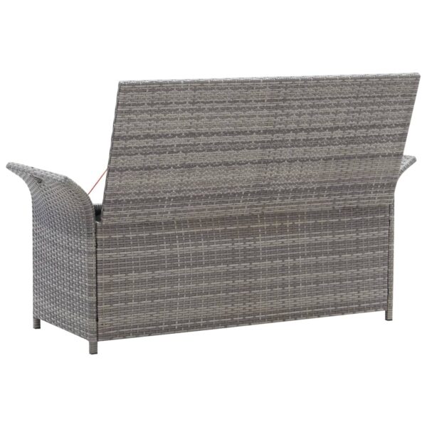 vidaXL Storage Bench with Cushion Gray 54.3" Poly Rattan - Image 6