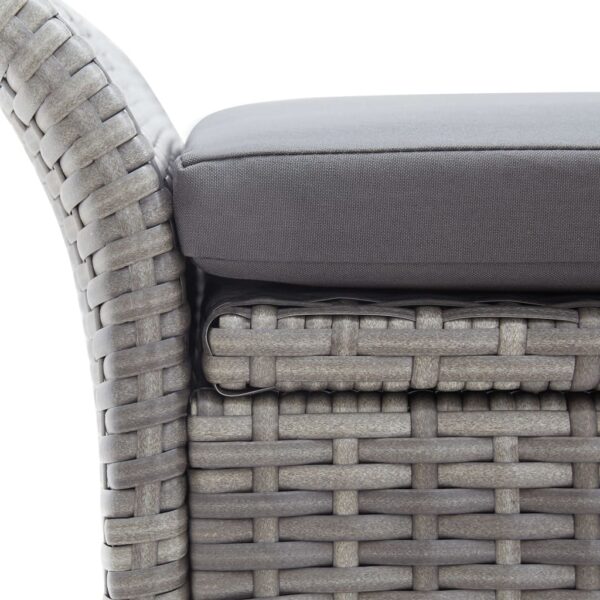 vidaXL Storage Bench with Cushion Gray 54.3" Poly Rattan - Image 8