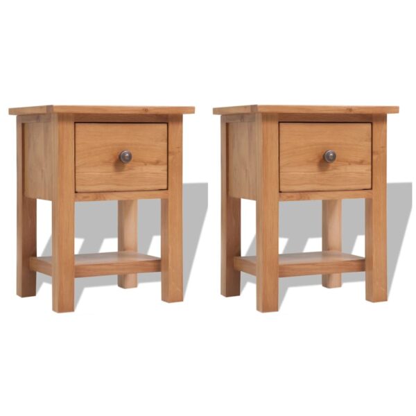 vidaXL Nightstands 2 pcs 14.2"x11.8"x18.5" Solid Oak Wood