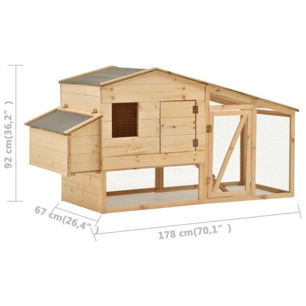 vidaXL Chicken Cage Solid Pine Wood 70.1"x26.4"x36.2" - Image 7