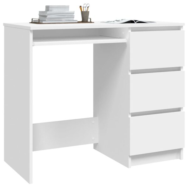 vidaXL Desk White 35.4"x17.7"x29.9" Engineered Wood - Image 3