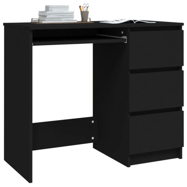 vidaXL Desk Black 35.4"x17.7"x29.9" Engineered Wood - Image 3