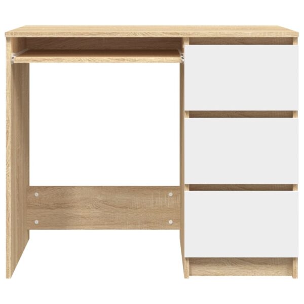 vidaXL Desk White and Sonoma Oak 35.4"x17.7"x29.9" Engineered Wood - Image 5