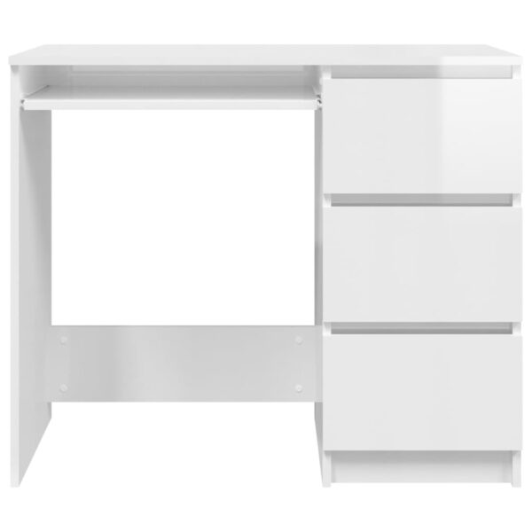 vidaXL Desk High Gloss White 35.4"x17.7"x29.9" Engineered Wood - Image 5