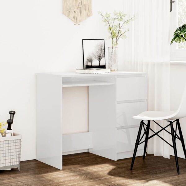 vidaXL Desk High Gloss White 35.4"x17.7"x29.9" Engineered Wood