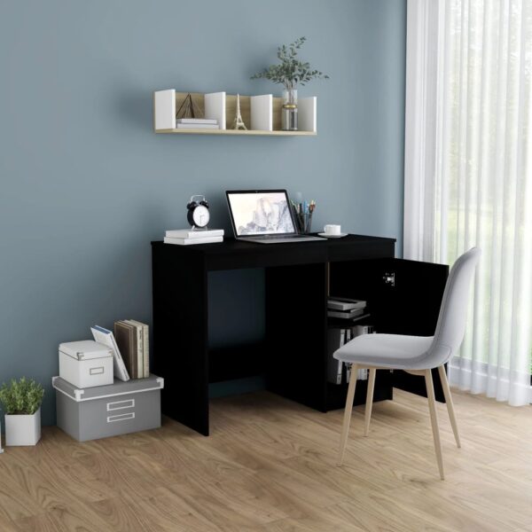 vidaXL Desk Black 39.4"x19.7"x29.9" Engineered Wood - Image 3