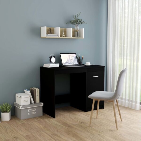 vidaXL Desk Black 39.4"x19.7"x29.9" Engineered Wood