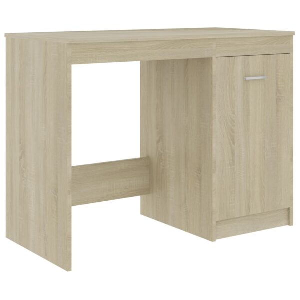 vidaXL Desk Sonoma Oak 39.4"x19.7"x29.9" Engineered Wood - Image 2