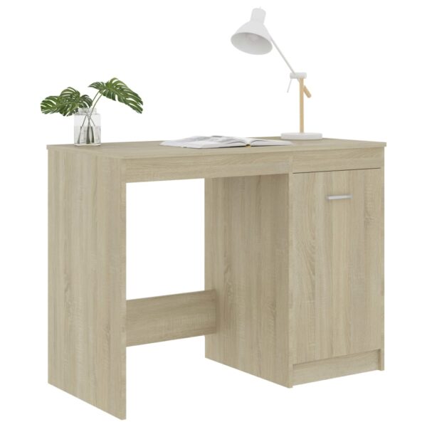 vidaXL Desk Sonoma Oak 39.4"x19.7"x29.9" Engineered Wood - Image 5