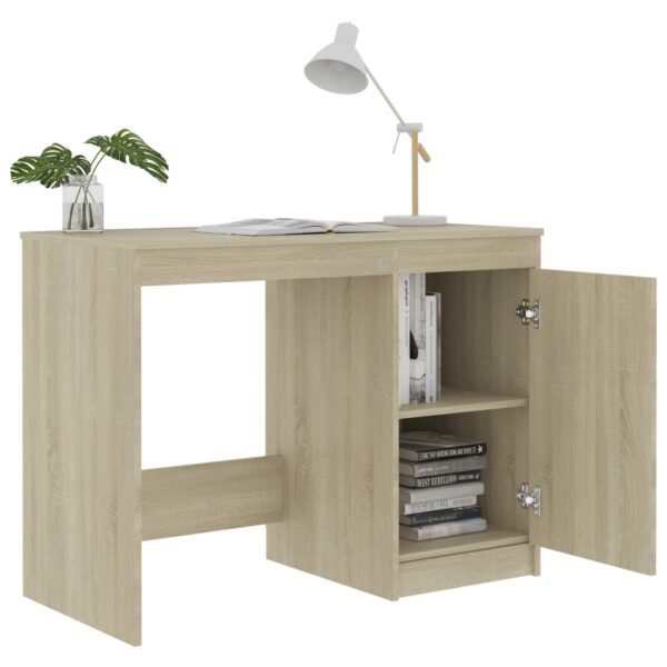 vidaXL Desk Sonoma Oak 39.4"x19.7"x29.9" Engineered Wood - Image 6