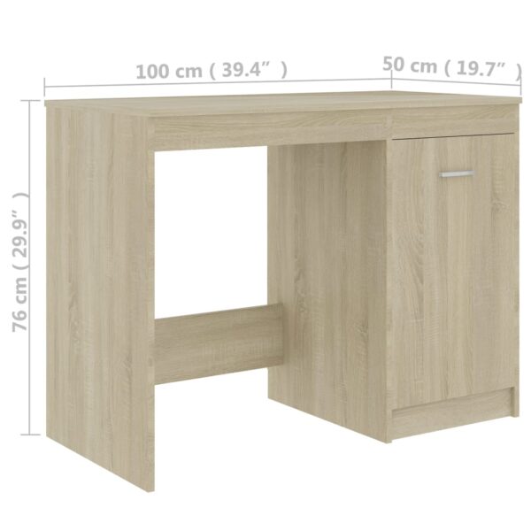 vidaXL Desk Sonoma Oak 39.4"x19.7"x29.9" Engineered Wood - Image 9