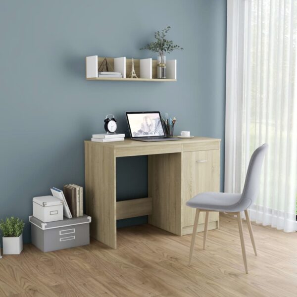 vidaXL Desk Sonoma Oak 39.4"x19.7"x29.9" Engineered Wood