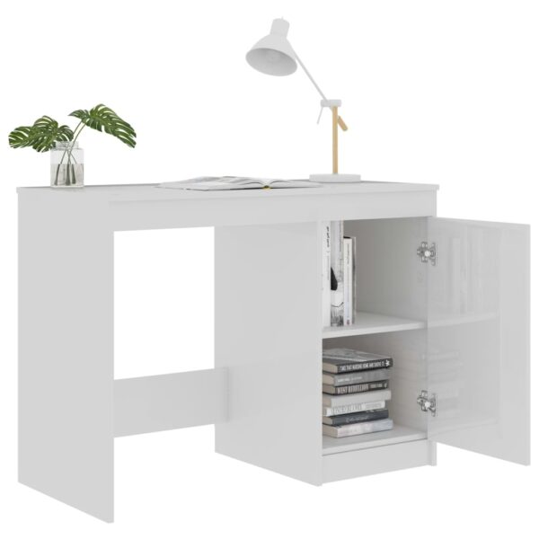 vidaXL Desk High Gloss White 39.4"x19.7"x29.9" Engineered Wood - Image 6