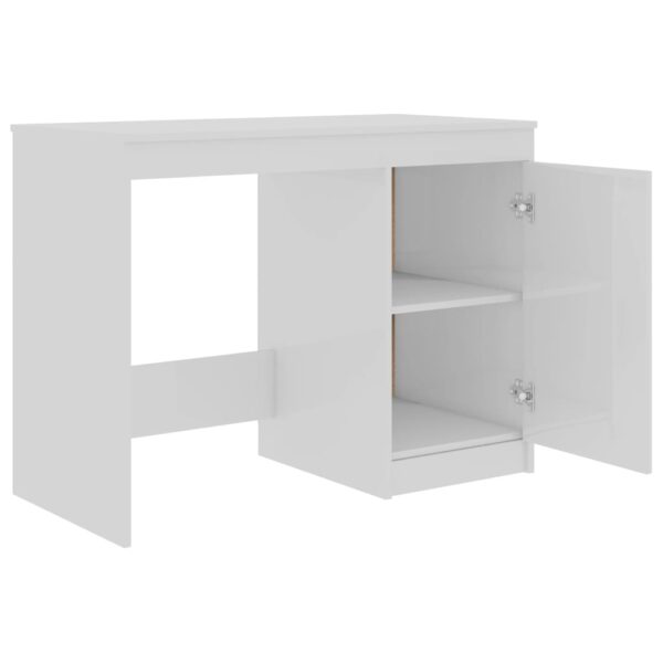 vidaXL Desk High Gloss White 39.4"x19.7"x29.9" Engineered Wood - Image 7