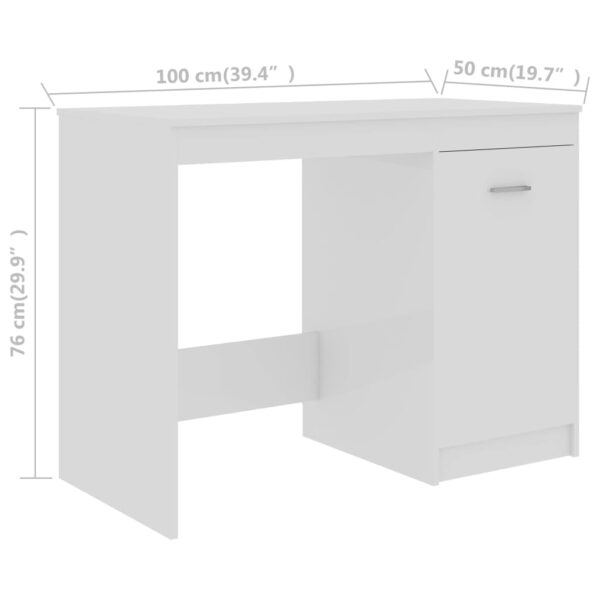 vidaXL Desk High Gloss White 39.4"x19.7"x29.9" Engineered Wood - Image 9