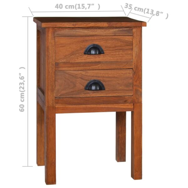 vidaXL Bedside Cabinet 15.7"x13.8"x23.6" Solid Teak Wood - Image 10