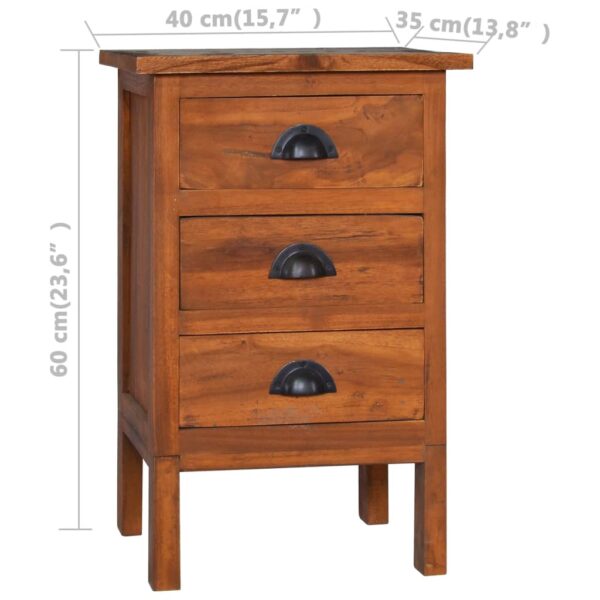 vidaXL Bedside Cabinet 15.7"x13.8"x23.6" Solid Teak Wood - Image 10