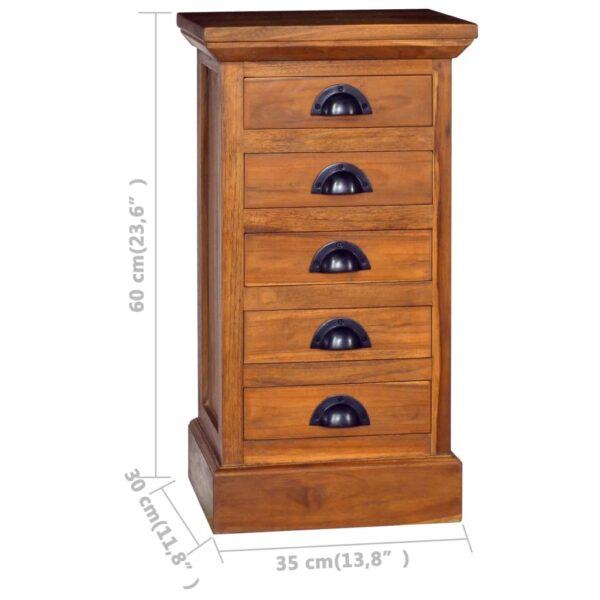 vidaXL 5-Drawer Cabinet 13.8"x11.8"x23.6" Solid Teak Wood - Image 8