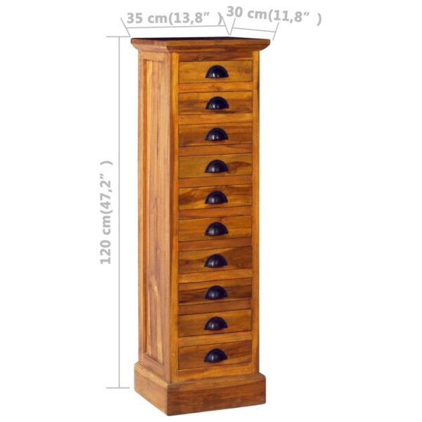 vidaXL 10-Drawer Cabinet 13.8"x11.8"x47.2" Solid Teak Wood - Image 7