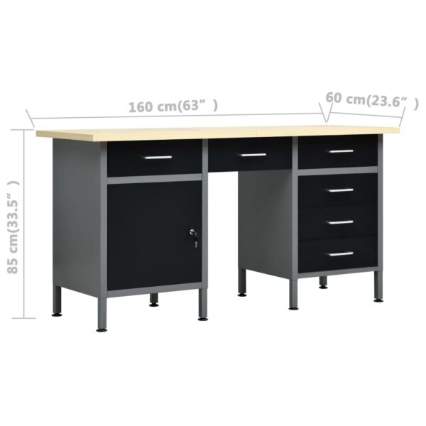 vidaXL Workbench with Four Wall Panels and Two Cabinets - Image 6