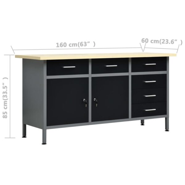 vidaXL Workbench with Four Wall Panels and Two Cabinets - Image 6