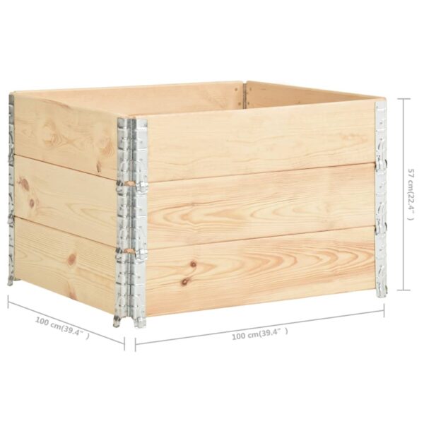 vidaXL Pallet Collars 3 pcs 39.4"x39.4" Solid Pine Wood - Image 7