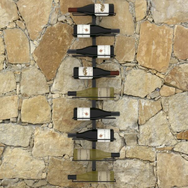 vidaXL Wall-mounted Wine Rack for 9 Bottles Black Iron - Image 5