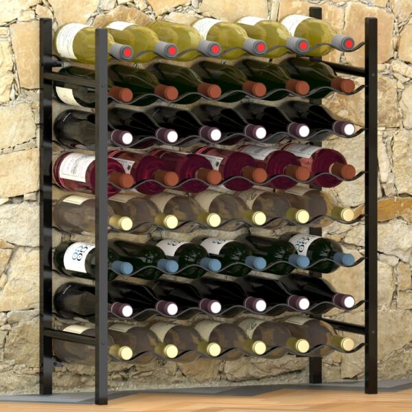 vidaXL Wine Rack for 48 Bottles Black Metal - Image 4