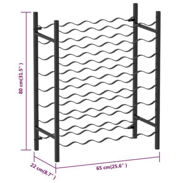 vidaXL Wine Rack for 48 Bottles Black Metal - Image 6