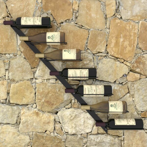 vidaXL Wall-mounted Wine Rack for 7 Bottles Black Metal - Image 5