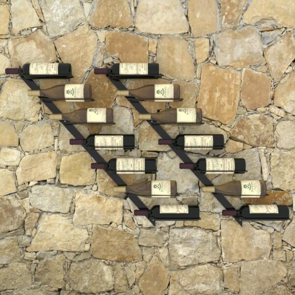 vidaXL Wall-mounted Wine Racks for 14 Bottles 2 pcs Black Metal - Image 5