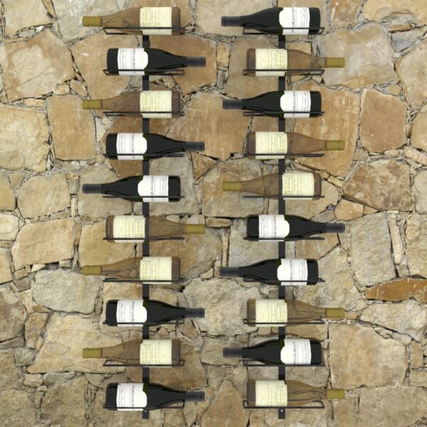 vidaXL Wall-mounted Wine Racks for 20 Bottles 2 pcs Black Metal - Image 5