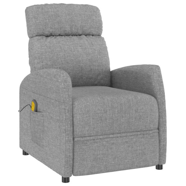 vidaXL Massage Recliner Light Gray Fabric - Image 2